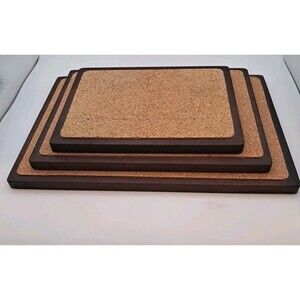 3 VTG MCM Woodcrest Styson Japan Teak & Cork Trivets Retro Kitchen Entertaining